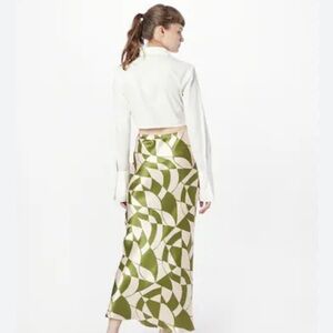 Topshop Green and White Wrap Maxi Skirt